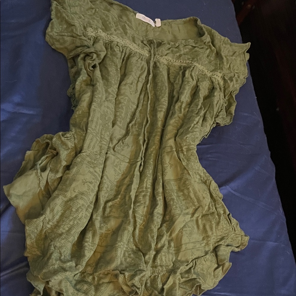 Green Ruffled Blouse